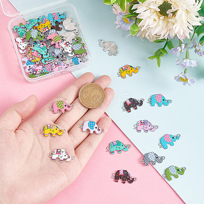 50Pcs 10 Colors Alloy Enamel Connector Charms ENAM-PH0002-62-1