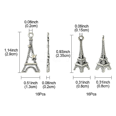 32Pcs 2 Styles Tibetan Style Alloy Pendants FIND-FS0002-12-1