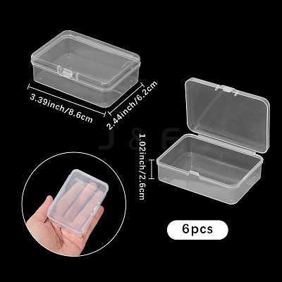 6Pcs PP Plastic Bead Containers with Hinged Lid CON-SP0001-24-1