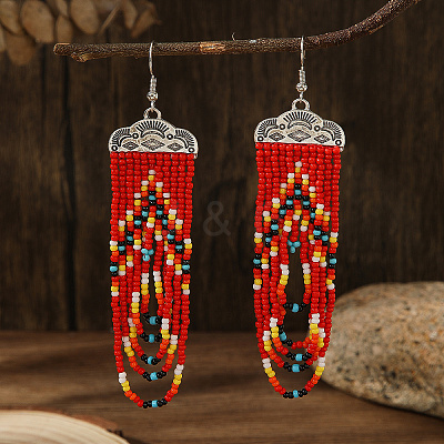 Bohemian Style Tassel Dangle Earrings UJ7824-1-1