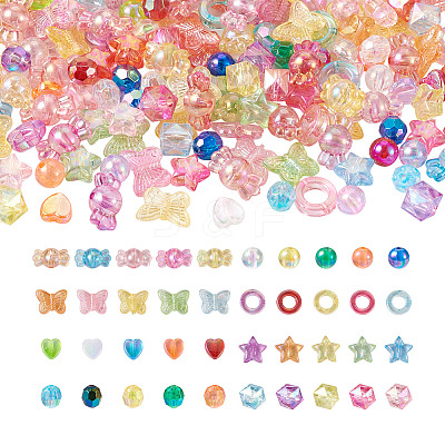 800Pcs 8 Style Transparent Acrylic Beads TACR-FW0001-05-1