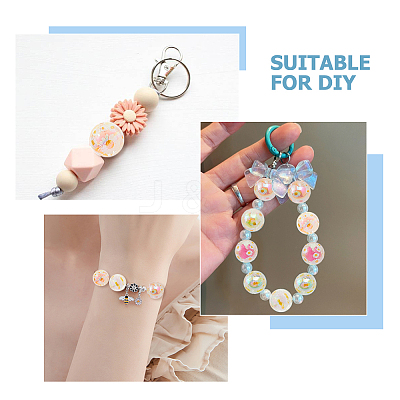 24Pcs 6 Colors UV Plating Printed Transparent Acrylic Beads TACR-DC0001-11-1