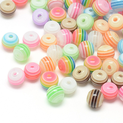 Transparent Stripe Resin Beads X-RESI-S345-8mm-M-1