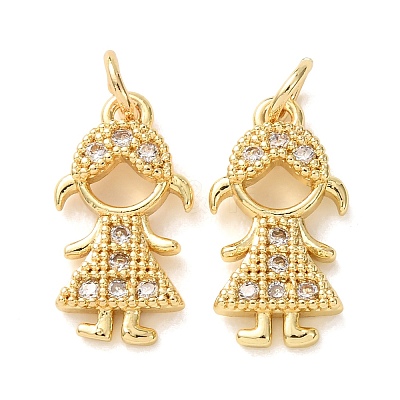 Brass Micro Pave Clear Cubic Zirconia Pendants CU-E003-03G-1