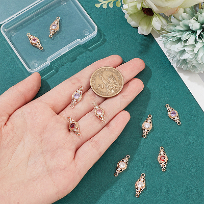 15Pcs 5 Colors Brass Pave Cubic Zirconia Connector Charms ZIRC-BC0001-17-1