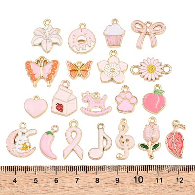 Pink Alloy Enamel Pendants AL-CBAABEF-02-1