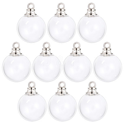 10Pcs Screwable Alloy Transparent Glass Pendants GLAA-CA0001-61-1