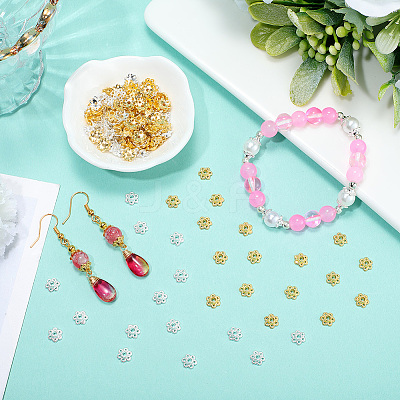 400Pcs 2 Colors Alloy Bead Caps FIND-PA0001-09-1