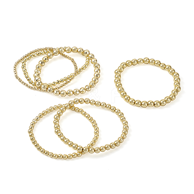 6Pcs 6 Style Synthetic Hematite Round Beaded Stretch Bracelets Set BJEW-SW0001-01-1