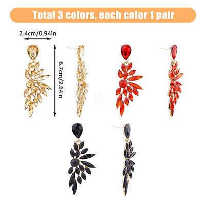 3 Pairs 3 Colors Resin Wing Dangle Stud Earrings EJEW-FI0002-17-1