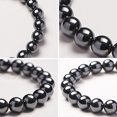 Non-magnetic Synthetic Hematite Round Beads Stretch Bracelets BJEW-PH0001-8mm-22-1