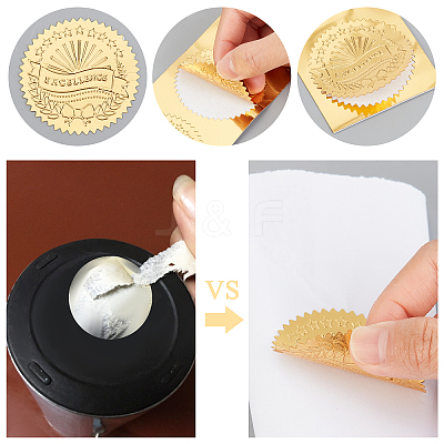 30 Sheets 6 Style Plastic Self Adhesive Gold Foil Embossed Stickers DIY-CP0006-33-1