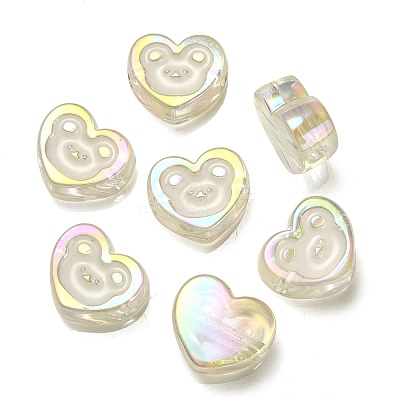 UV Plating Rainbow Iridescent Acrylic Enamel Beads OACR-G012-12B-1