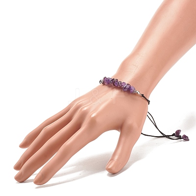 Natural Amethyst Chips Braided Bead Bracelet BJEW-JB08019-09-1