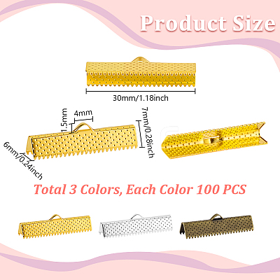 300Pcs 3 Colors Iron Ribbon Ends FIND-GA0008-14-1