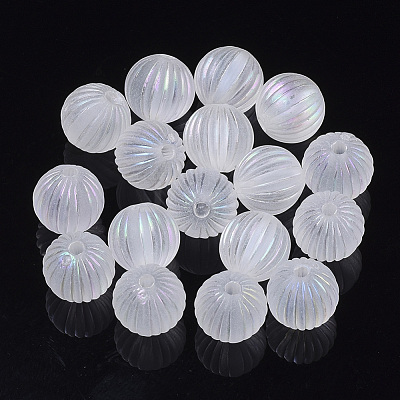 Transparent Corrugated Melon Acrylic Beads X-TACR-R142-01-1