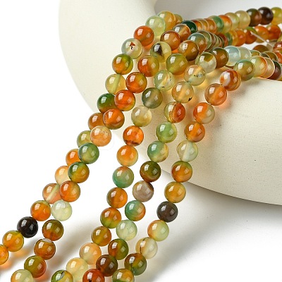 Natural Peacock Agate Beads Strands G-G444-8mm-02-1