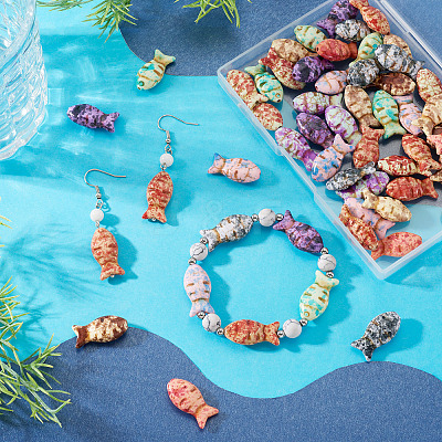 50Pcs 10 Colors Synthetic Turquoise Beads TURQ-TA0001-08-1