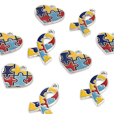 8Pcs 2 Style Enamel Alloy Pendants ENAM-LS0001-09P-1