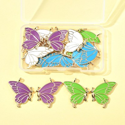 8 Pairs 4 Colors Alloy Enamel Pendants ENAM-FS0002-49-1