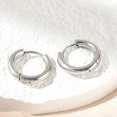 Tarnish Resistant 201 Stainless Steel Huggie Hoop Earrings MAK-R021-15mm-1