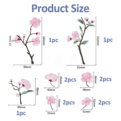 11Pcs 7 Styles Rayon Iron on/Sew on Cloth Patches PATC-FH0001-37-1