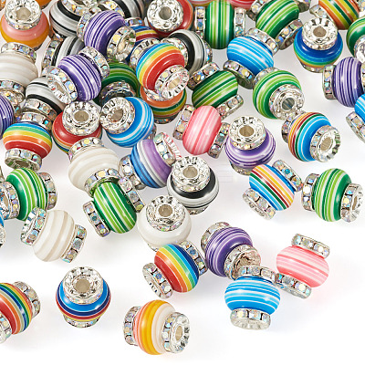 60Pcs Brass Resin Beads KK-TA0002-96-1