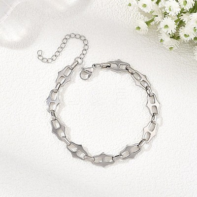 Stainless Steel Oval Link Chain Bracelets for Women BJEW-JB13861-1