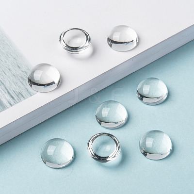 Transparent Half Round Glass Cabochons X-GGLA-R027-14mm-1