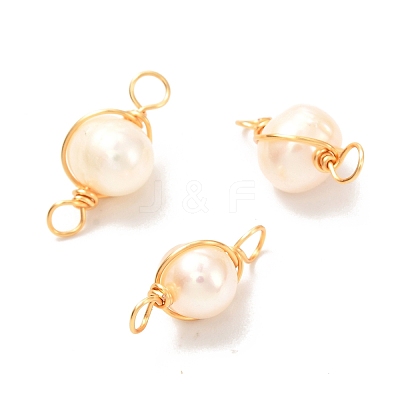Natural Cultured Freshwater Pearl Beads Links Connectors PALLOY-JF00944-1
