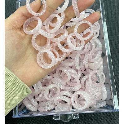 Natural Rose Quartz Finger Rings G-H001-45-1