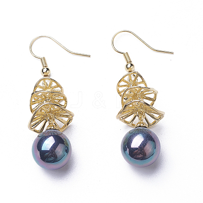 Synthetic Shell Pearl Dangle Earrings EJEW-P179-03G-03-1