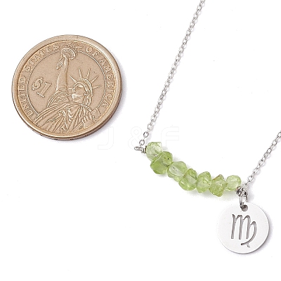 Natural Peridot Chip & Constellation Pendant Necklaces NJEW-JN05084-06-1