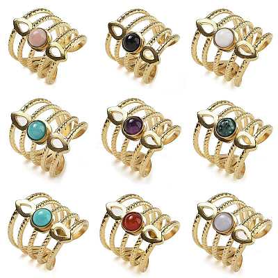 Natural & Synthetic Gemstone Finger Rings RJEW-U027-08G-1