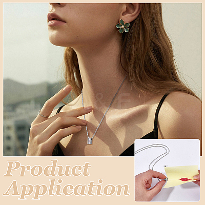 304 Stainless Steel with Clear Glass Rectangle Pendant Urn Ashes Necklaces for Women Men NJEW-WH0013-83P-01-1