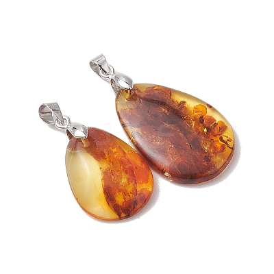 Natural Amber Pendants PALLOY-JF05260-02-1