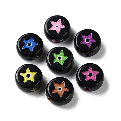 Spray Printed Opaque Acrylic Beads SACR-P031-20B-1