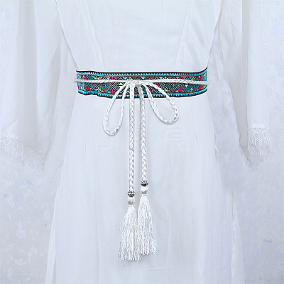 Ethnic Style Rhombus Pattern Polyester Ribbon OCOR-WH0047-50A-1