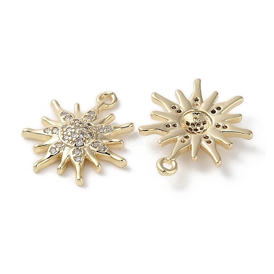 Brass Micro Pave Clear Cubic Zirconia Pendants KK-G491-10G-1