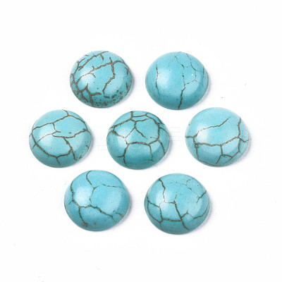 Craft Findings Dyed Synthetic Turquoise Gemstone Flat Back Dome Cabochons TURQ-S266-10mm-01-1