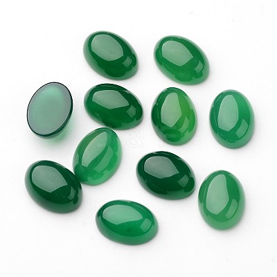 Grade A Natural Green Agate Oval Cabochons X-G-L394-04-18x13mm-1
