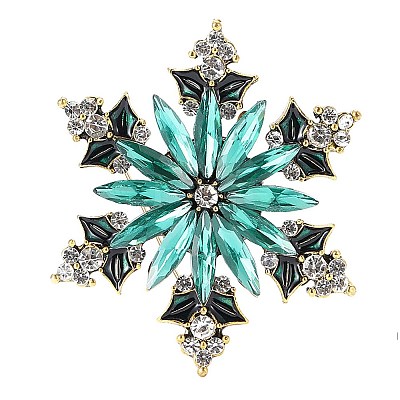 Snowflake Alloy Rhinestone Brooches for Backpack Clothes PW-WGC3E36-01-1
