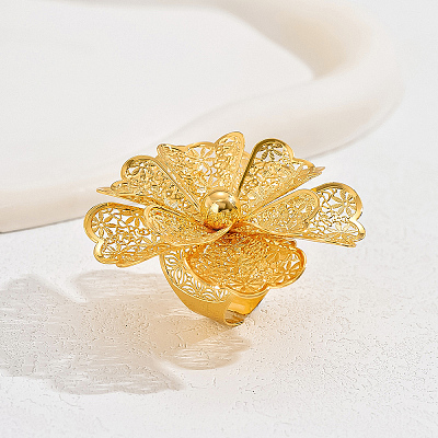 Elegant Middle Eastern Style Flower Iron Cuff Rings for Wedding Party RY8475-1
