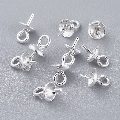 304 Stainless Steel Cup Pearl Peg Bails Pin Pendants STAS-K210-09B-S-1
