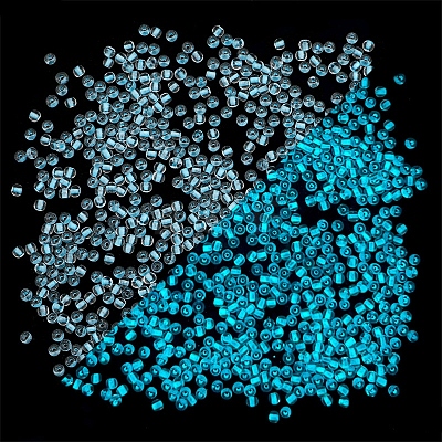 Glow in the Dark Luminous Transparent Glass Round Seed Beads LUMI-PW0004-006A-10-1