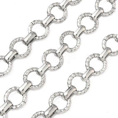 304 Stainless Steel Textured Ring Link Chains CHS-K023-11B-P-1