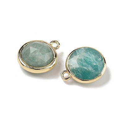 Natural Amazonite Faceted Flat Round Charms G-U028-03G-04-1