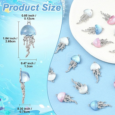 20Pcs 4 Colors Alloy Resin Pendants RESI-YW0005-73-1