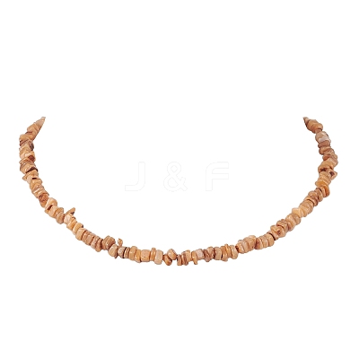 Dyed Natural Freshwater Shell Nuggets Beaded Necklaces NJEW-JN05580-02-1