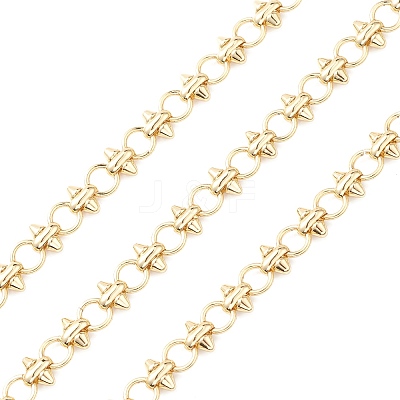 Rack Plating Brass Ring & Spike Link Chain CHC-K013-04-1